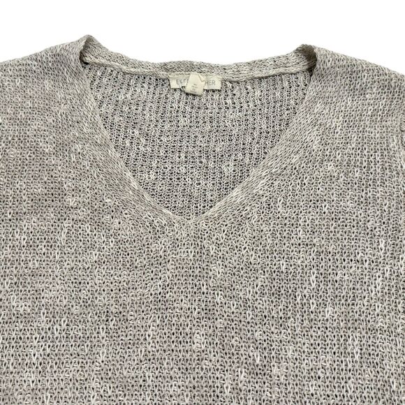 Eileen Fisher Organic Melange Linen Grain Knit Pullover Top Tunic Size XS - Picture 3 of 7